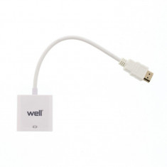 Adaptor Well, HDMI tata, VGA mama, 20 cm, Alb foto