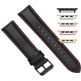 Curea piele compatibila Apple Watch 9|8|7|6|5|4|3|2|1 Series, 49mm|45mm|44mm|42mm, Negru/Rosu