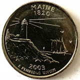 AMERICA QUARTER 1/4 DOLLAR 2003 LITERA D.(Farul Pemaquid Point - MAINE), America de Nord, Cupru-Nichel