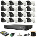 Kit supraveghere Hikvision 16 camere 8MP IR 80M DVR 16 canale AcuSense cu accesorii incluse SafetyGuard Surveillance