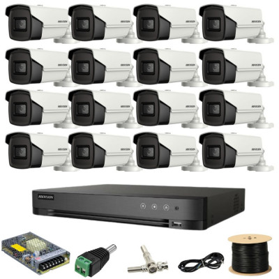 Kit supraveghere Hikvision 16 camere 8MP IR 80M DVR 16 canale AcuSense cu accesorii incluse SafetyGuard Surveillance foto