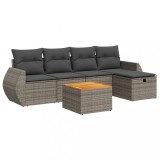 Cumpara ieftin Set mobilier gradina cu perne, 6 piese, gri, poliratan