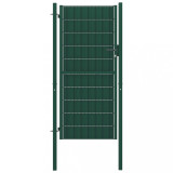 Poarta de gard, verde, 100x124 cm, PVC si otel, vidaXL