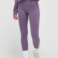 adidas colanti femei, culoarea violet, cu imprimeu