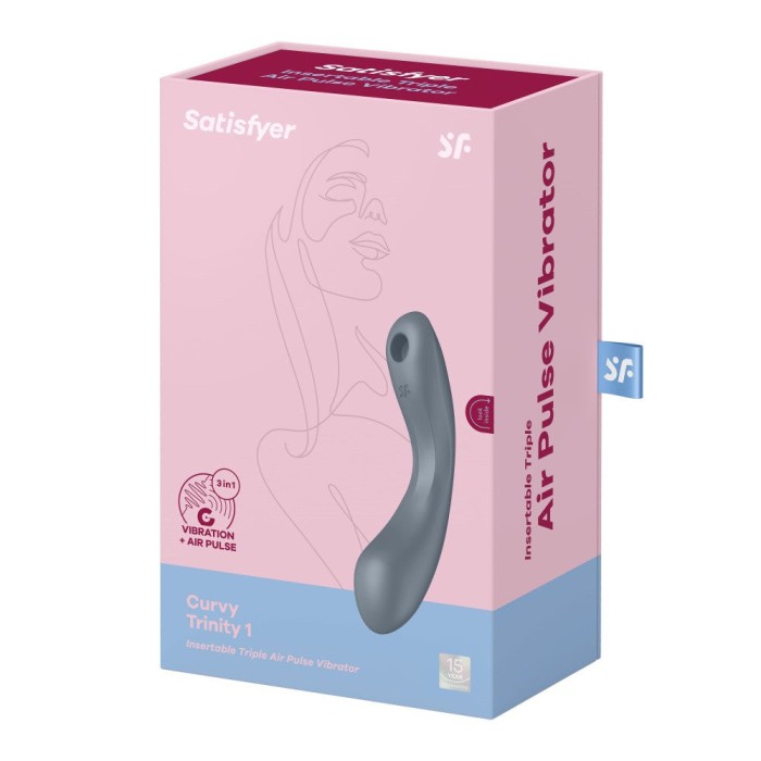 Vibrator 3 in 1 Curvy Trinity 1 bluegrey, 16.4x4.6 cm