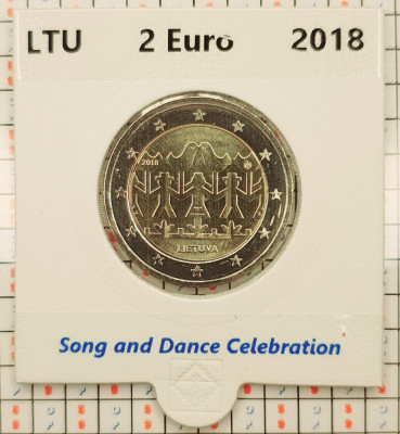 Lituania 2 euro 2018 - Song and Dance - UNC in cartonas personalizat - B121 foto