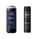 Set Nivea Men Deep: Gel de dus 3 in 1 500 ml + Deodorant spray 150 ml