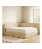 Pat Tapitat De Colt Figo Crem Catifea Premium + Saltea Lux Ortopedica 160x200cm