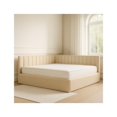 Pat Tapitat De Colt Figo Crem Catifea Premium + Saltea Lux Ortopedica 180x200cm