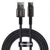 Cablu Baseus Tungsten Gold USB-A - USB-C 480Mb/s 100W 2m Negru (CAWJ000101)