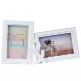 Rama foto decorativa cu 2 poze, model You &amp; Me, 33 x 18 cm, alb