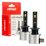 Becuri auto LED H-mini H1 6500K CANBUS 50W 12-24V CSP 2225 lm lumina alba pentru faruri cu lupa si reflector AMiO 03329.