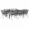 Gossi set de sufragerie de gradina de 9 piese sticla poliratan gri