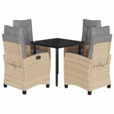 Cumpara ieftin Set mobilier pentru gradina, 5 piese, cu perne, bej, poliratan