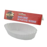 Set hartii pentru muffin, Ovale, Albe, 9.5x4.5x3.9 cm, 75 buc