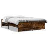 Cumpara ieftin Cadru de pat, stejar afumat 135x190 cm lemn prelucrat si metal