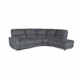 Coltar cu Recliner Mesteo, 307x248x103 cm, Stofa Gri