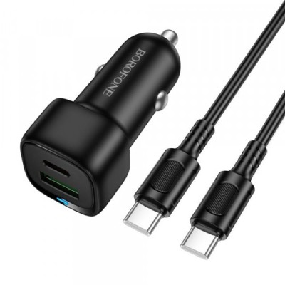 Incarcator Auto Cu Cablu USB-C Borofone BZ34B Cloud, 20W, 3A, 1 x USB-A - 1 x USB-C, Negru foto