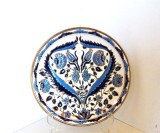 Farfurie colectie, ceramica, decor cloisonne + aur coloidal, hand made - Decor floral - marcaj Manousakis Keramik, Rodos Grecia