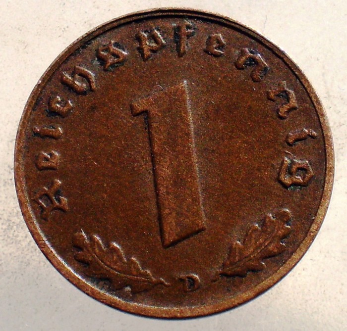 2.552 GERMANIA WWII 1 REICHSPFENNIG 1939 D