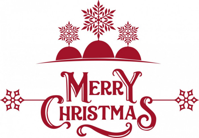 Sticker decorativ, Merry Christmas ,Rosu, 85 cm, 4896ST