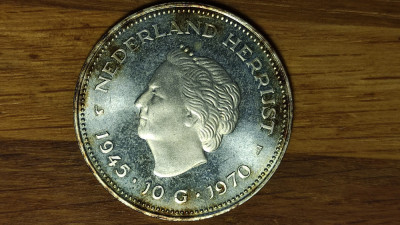 Olanda - moneda comemorativa - 10 gulden 1970 - 25g argint .720 - Liberation foto
