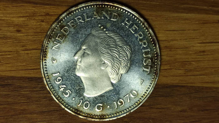 Olanda - moneda comemorativa - 10 gulden 1970 - 25g argint .720 - Liberation