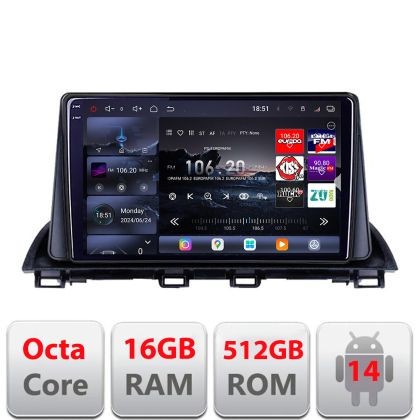 Navigatie Mazda 3 2014-2019 Edotec Kit-463 8 core QLED 2K 16+512 360 Android Waze USB Navigatie Internet Youtube Radio CarStore Technology