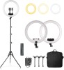 Lampa circulara 46 cm diametru, putere 50W, telecomanda inclusa, 3 suporti de telefon si geanta de transport, Oem