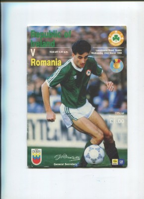 Programul oficial Irlanda - Rom&amp;acirc;nia 1988 foto