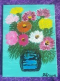 TABLOU PE PANZA CU SASIU NOU 30X40 CM VAS CU FLORI PRET DOAR 20 LEI