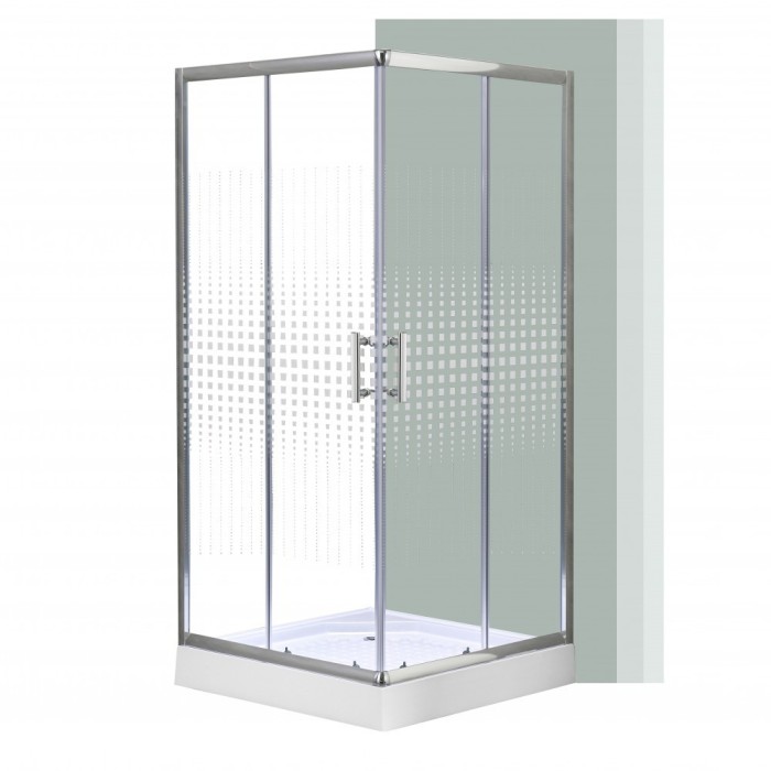 Cabină de duș pătrată Spirit Matrix 80x80 cm cu cădiță de duș acrilică armată