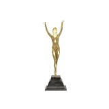 Dansatoare Art Deco- statueta din bronz pe soclu din marmura DC-35, Nuduri