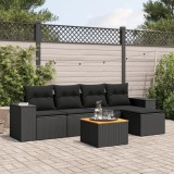 Cumpara ieftin Gossi set mobilier de gradina cu perne, 6 piese, negru, poliratan