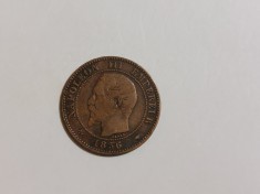 2 centimes 1856 Napoleon, franta, moneda