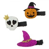 Set Clame de Păr Multicolor, 3 Bucăți, Model Halloween, Dimensiune 4.5x4cm, Oem