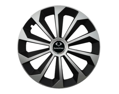 Set 4 capace roti Fame Gri-Negru cu inel R15, pentru gama auto SsangYong foto