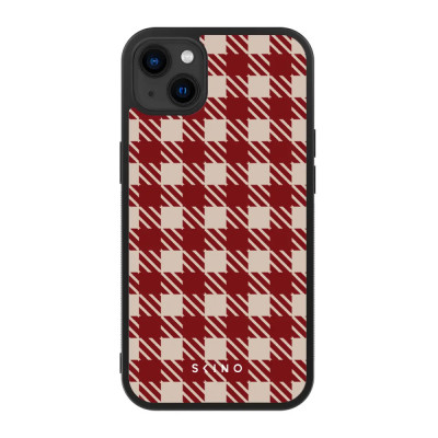 Husa iPhone 14 - Skino Gingham Red, rosu bej foto