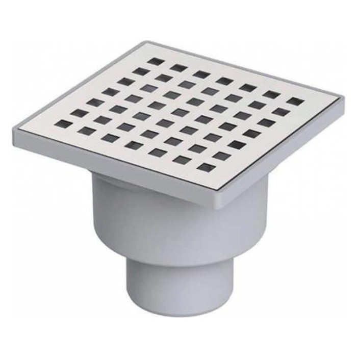 Sifon din plastic pentru pardoseala, cu iesire jos, gri, 100 x 100 mm, iesire 50 mm