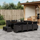 Cumpara ieftin Set mobilier de grădină cu perne, 13 piese, negru, poliratan