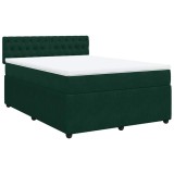 Cumpara ieftin Pat box spring cu saltea, verde inchis, 140x190 cm, catifea