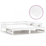 Cumpara ieftin Pat extensibil de zi, 2x(90x200) cm, alb, lemn masiv de pin
