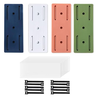 Set 4 suporturi autoadezive pentru prelungitoare, 10.1 x 4 cm, plastic, multicolor foto