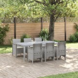 VidaXL Set de Masă pentru Grădină 7 pcs Gri deschis 200 x 100 x 73 cm
