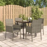 Gossi set mobilier gradina cu perne, 5 piese, negru si gri, poliratan