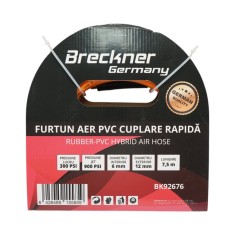 Furtun aer compresor profesional 7.5m din PVC si cuplare rapida universala Breckner Germany