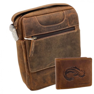 Set Cadou Barbati Borseta + Portofel: Hunter Instinct, Piele Naturala foto
