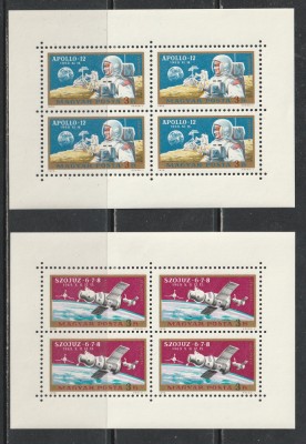 Ungaria 1970 - Soyuz 6, 7 &amp;amp; 8 and Apollo 12 M/S 2v MNH foto