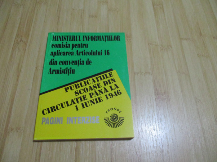PUBLICATIILE SCOASE DIN CIRCULATIE PANA LA 1 IUNIE 1946
