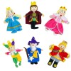 Set 6 Papusi Degetar BigJigs Toys, Regele Arthur si Frumoasa din Padurea Adormita, Papusi Educative, 3-8 ani